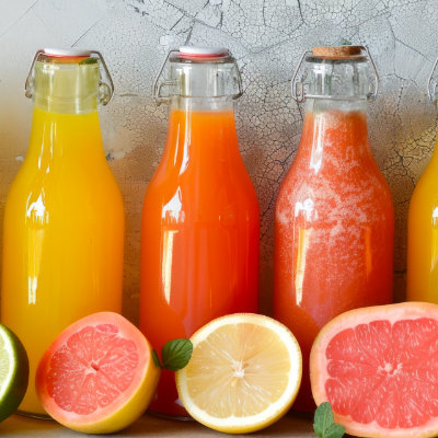 Limonade im Glas mit Fr&uuml;chten